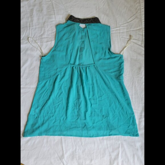 Andree Large women turquoise sheer shirt beadwork on color - Picture 11 of 16